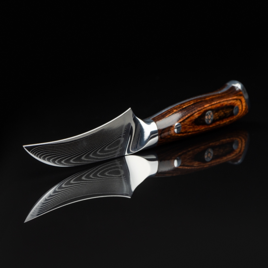 Gudaro - Damast-Obstmesser FENG 3,5, 67-lagiger Damaststahl, Klingenlänge 9,5 cm