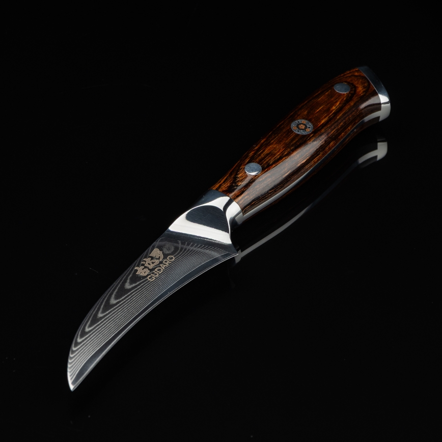 Gudaro - Damast-Obstmesser FENG 3,5, 67-lagiger Damaststahl, Klingenlänge 9,5 cm