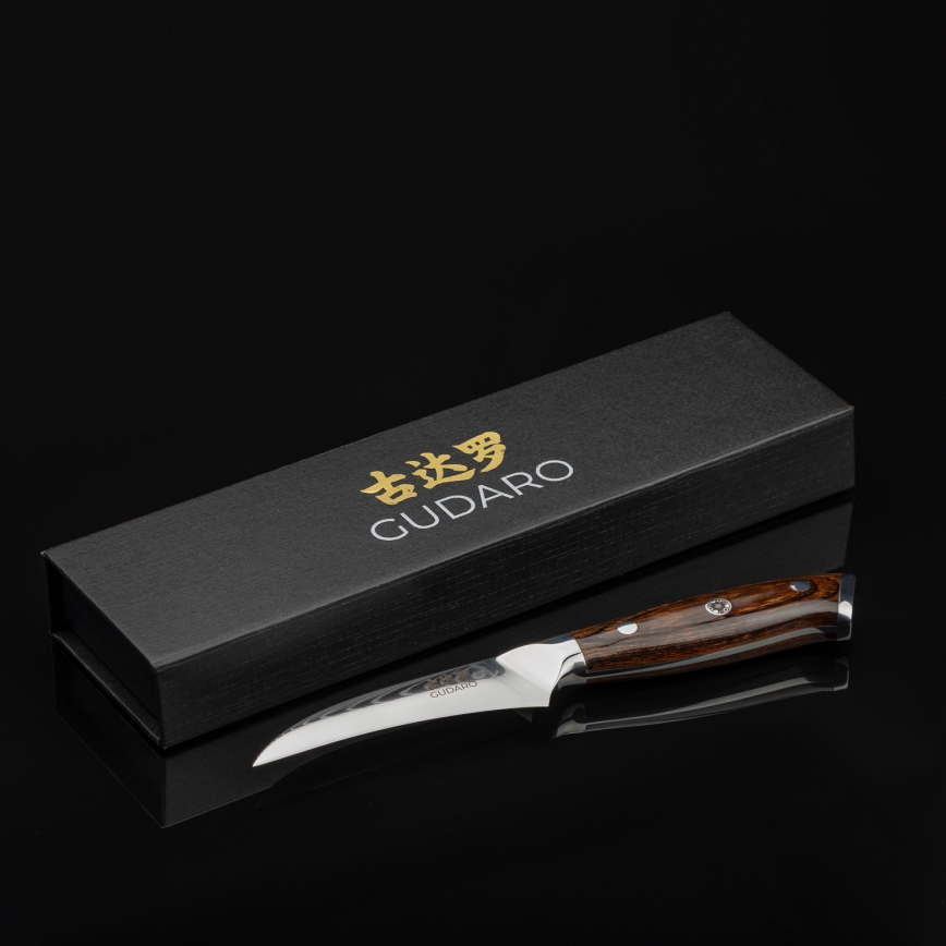 Gudaro - Damast-Obstmesser FENG 3,5, 67-lagiger Damaststahl, Klingenlänge 9,5 cm