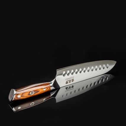 Gudaro - Damast-Santoku-Küchenmesser FENG 7,5, 67-lagiger Damaststahl, Klingenlänge 18 cm