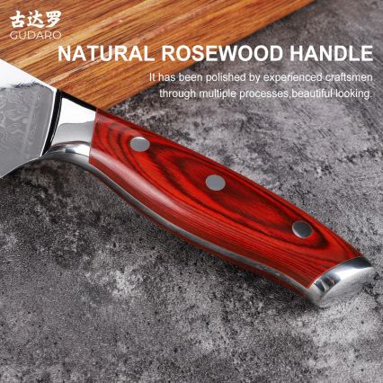 Gudaro - Damast-Santoku-Küchenmesser KENSHO 7, 67 Lagen Stahl, Länge 17,5 cm