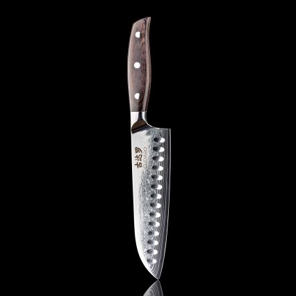 Gudaro - Damast-Santoku-Küchenmesser SHIRO 7, aus 67 Lagen Stahl, Klingenlänge 17,5 cm