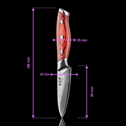 Gudaro - KENSHO Damast-Küchenmesser 3,5, aus 67 Lagen Stahl, Klingenlänge 9,5 cm
