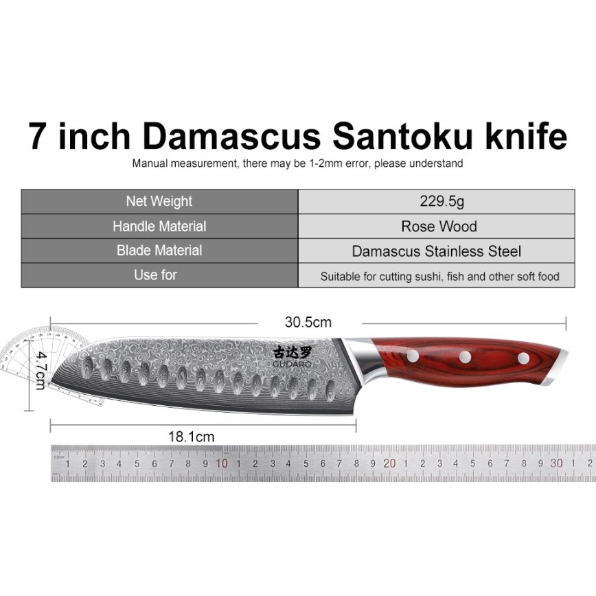 Gudaro – KENSHO Küchenmesser-Set im Messerblock, 7-tlg., Akazie