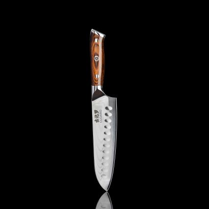 Gudaro - Set: 1x Damast-Kochmesser FENG 8, 67 Lagen Stahl, Klingenlänge 20 cm + 1x Damast-Santoku-Messer FENG 7,5, 67 Lagen Stahl, Klingenlänge 18 cm + 1x GRATIS Damast-Küchenmesser FENG 3,5, 67 Lagen Stahl, Klingenlänge 9,5 cm