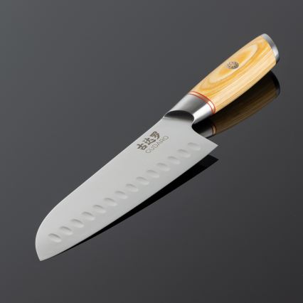 Gudaro - Damast-Santoku-Küchenmesser HIKARI 7, aus 67 Lagen Damaststahl, Länge 17,5 cm