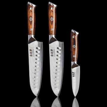 Gudaro - SET 2x Damast-Santoku-Küchenmesser FENG 7,5