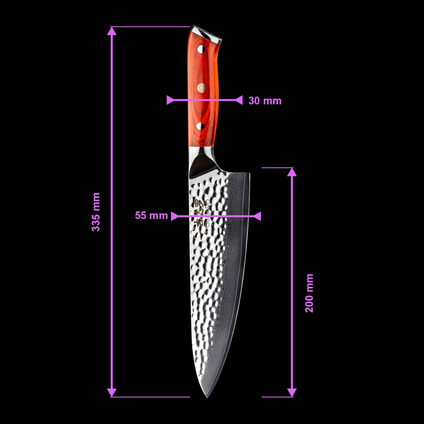 Gudaro - 5er-Set Damast-Küchenmesser MIYABI + Messerblock und Geflügelschere