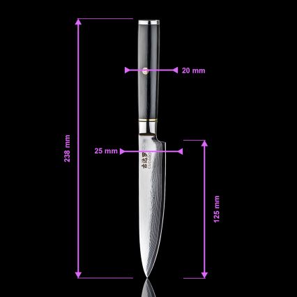 Gudaro - Damast-Universal-Küchenmesser AKIRO 5, 67-lagiger Stahl, Klingenlänge 12,5 cm, schwarz