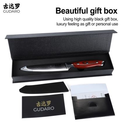 Gudaro - Damast-Universalküchenmesser KENSHO 5, aus 67 Lagen Stahl, Klingenlänge 12,5 cm