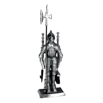 Gusseisen-Kaminbesteck 4 Stk. Ritter silbern