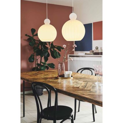 Halo Design 737321 - Pendelleuchte mit Kabel BALL BALL 1xE27/40W/230V Ø 32 cm weiß