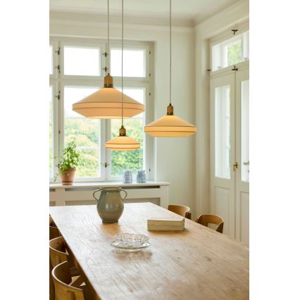 Halo Design 744091 - Pendelleuchte PARIS 1xE14/40W/230V Ø 24 cm creme/messing/eiche