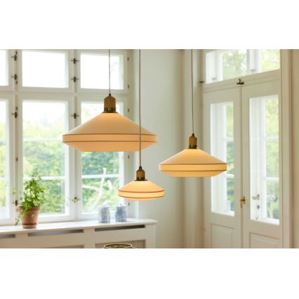 Halo Design 744091 - Pendelleuchte PARIS 1xE14/40W/230V Ø 24 cm creme/messing/eiche