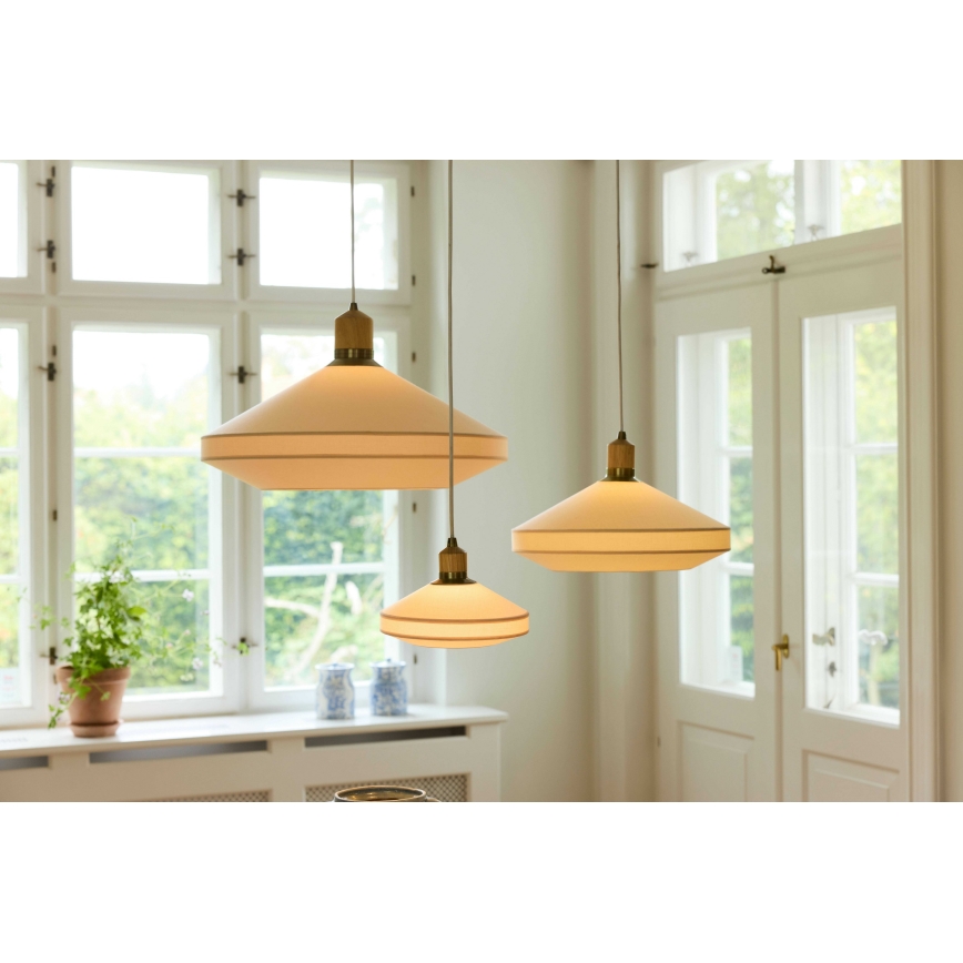 Halo Design 744091 - Pendelleuchte PARIS 1xE14/40W/230V Ø 24 cm creme/messing/eiche