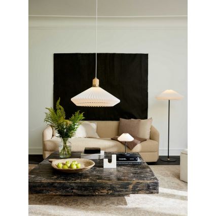 Halo Design 744268 - Pendelleuchte PARIS mit Seilaufhängung 1xE27/60W/230V Ø 56 cm weiß/messing/eiche