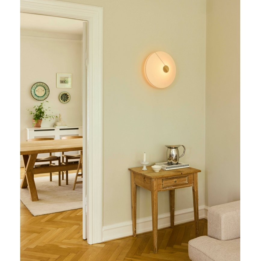 Halo Design 745111 - Wandleuchte PARIS 1xE27/40W/230V Ø 56 cm creme/Eiche