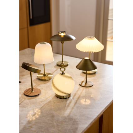 Halo Design 745784 - Wiederaufladbare, dimmbare LED-Tischlampe ON THE MOVE LED/2,5W/4000 mAh Messing/Holz