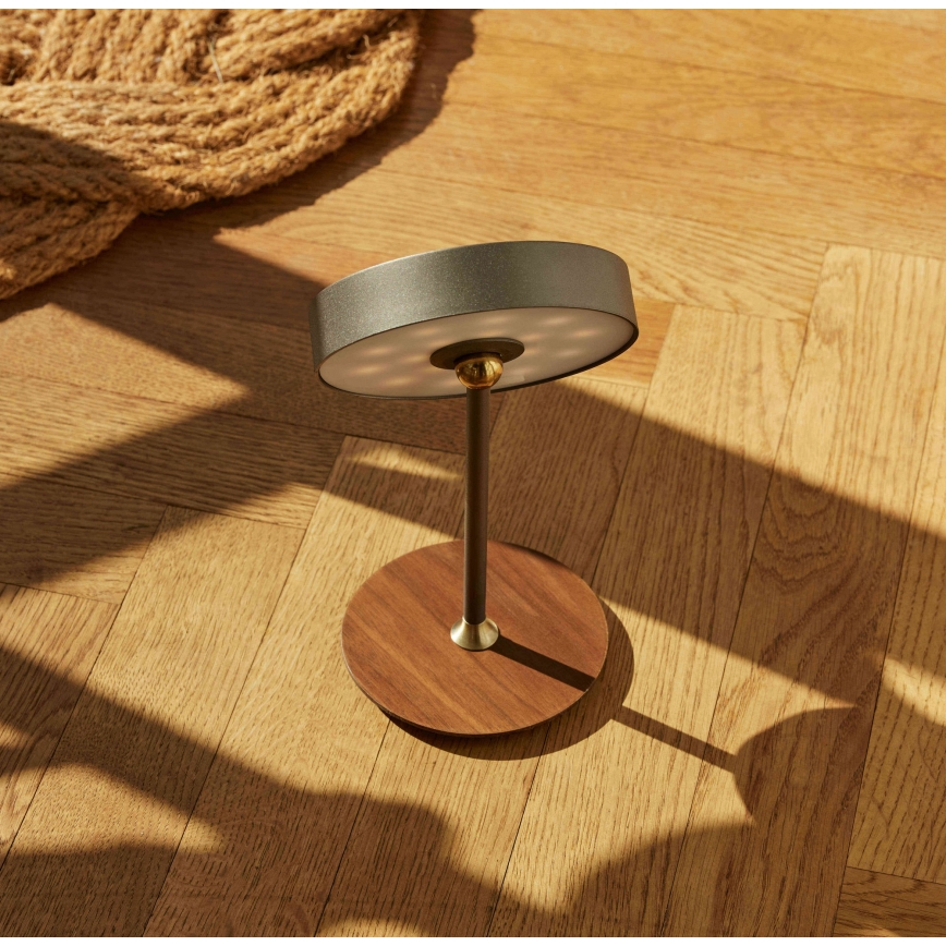 Halo Design 745791 - LED-dimmbare, aufladbare Tischleuchte ON THE MOVE LED/2,5W/4000 mAh Grau/Holz