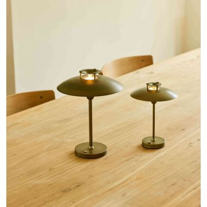 Halo Design 746149 - LED-dimmbare, wiederaufladbare Außentischlampe MINI STEPP LED/1,8W/1600 mAh IP44 Messing