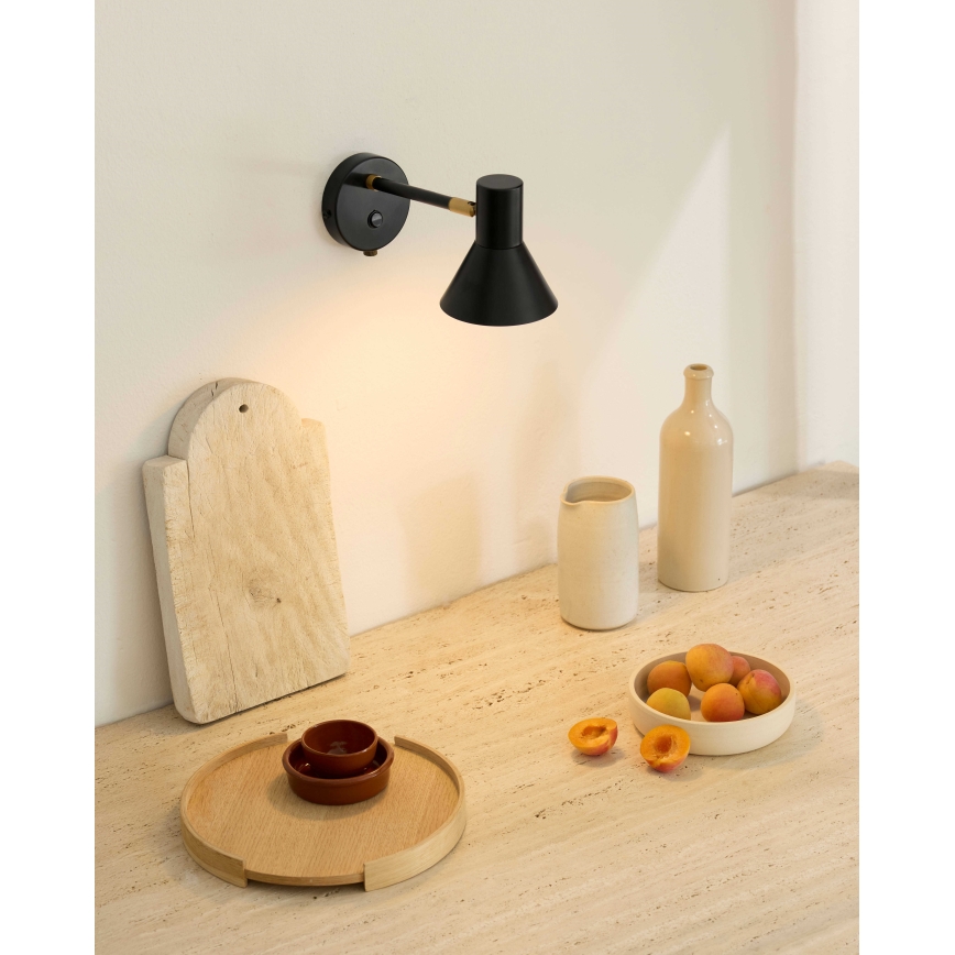 Halo Design 747450 - Wandleuchte STYLE 1xE14/25W/230V schwarz/messing