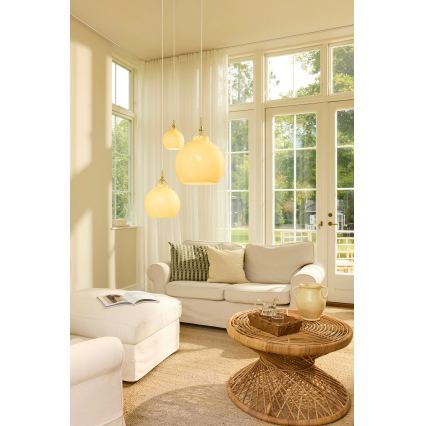 Halo Design 748006 - Pendelleuchte an Kabel TOSCANA 1xE27/40W/230V Ø 27 cm beige/Messing