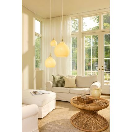 Halo Design 748075 - Hängeleuchte mit Kabel TOSCANA 1xE27/40W/230V Ø 36 cm beige/messing