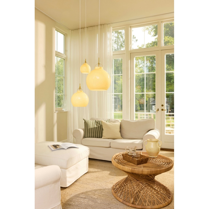 Halo Design 748075 - Hängeleuchte mit Kabel TOSCANA 1xE27/40W/230V Ø 36 cm beige/messing