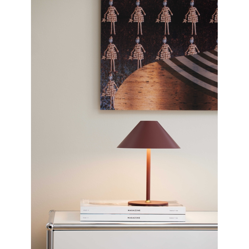 Halo Design 800834 - LED-dimmbare, wiederaufladbare Outdoor-Tischleuchte HYGGE LED/3W/4000 mAh IP54 weinrot