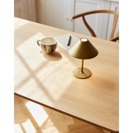 Halo Design 800841 - HYGGE LED-dimmbare, wiederaufladbare Außen-Tischleuchte LED/3W/4000 mAh IP54 Messing