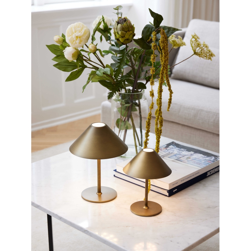 Halo Design 800841 - HYGGE LED-dimmbare, wiederaufladbare Außen-Tischleuchte LED/3W/4000 mAh IP54 Messing