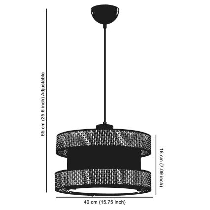 HALO Pendelleuchte 1xE27/60W/230V Schwarz/Creme