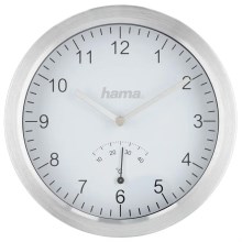 Hama – Badezimmer-Wanduhr mit Thermometer 1xAA IPX4 silbern