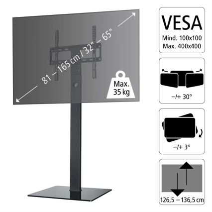 Hama - Bodenhalterung für TV schwenkbar 32-65" schwarz