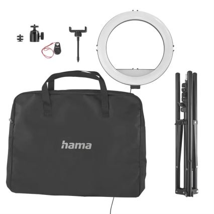 Hama – Dimmbares LED-Ringlicht mit Stativ LED/10W/5V d 30 cm + Fernbedienung