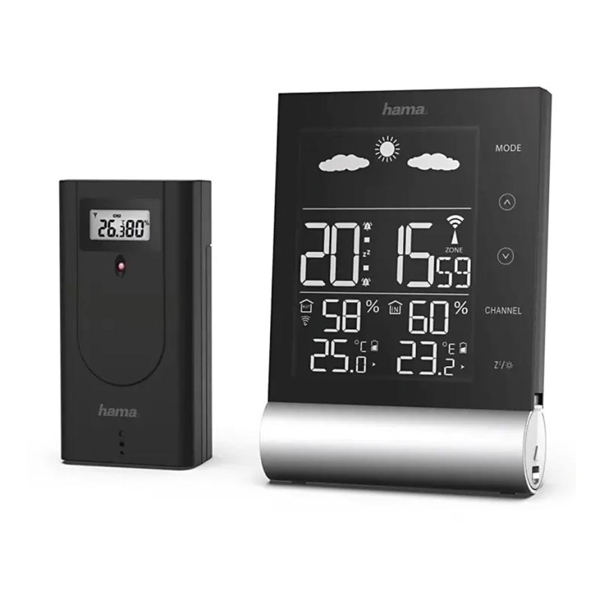 Hama – Wetterstation LCD-Anzeige und Wecker 3xAAA schwarz