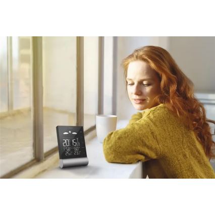 Hama – Wetterstation LCD-Anzeige und Wecker 3xAAA schwarz