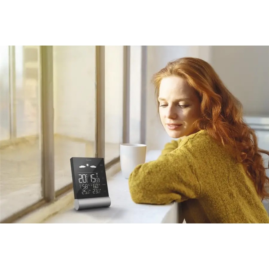 Hama – Wetterstation LCD-Anzeige und Wecker 3xAAA schwarz