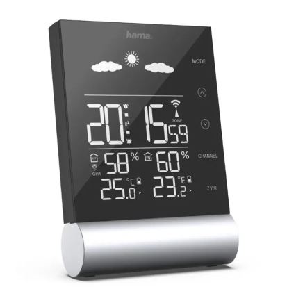 Hama – Wetterstation LCD-Anzeige und Wecker 3xAAA schwarz