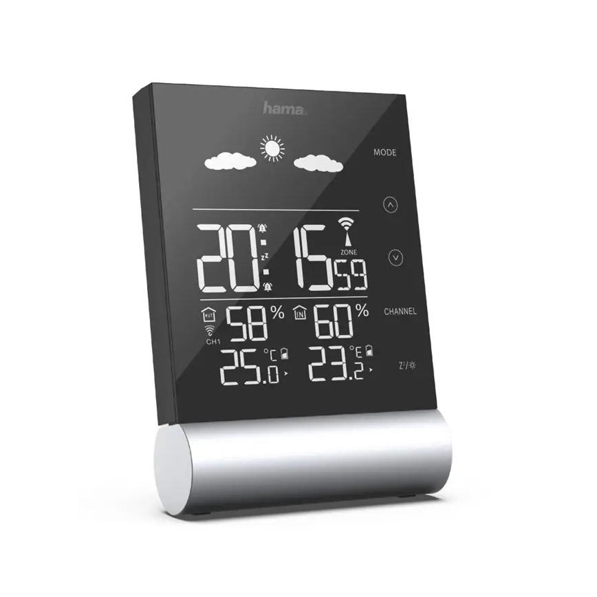 Hama – Wetterstation LCD-Anzeige und Wecker 3xAAA schwarz