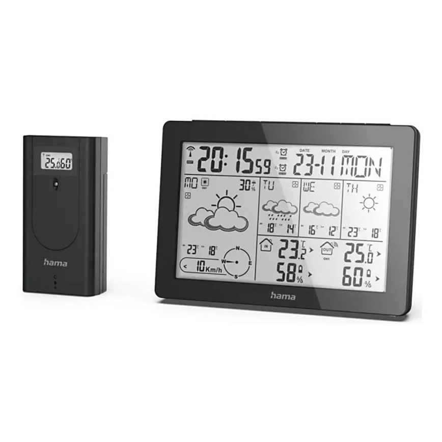 Hama – Wetterstation mit LCD-Display und Wecker 2xAA schwarz