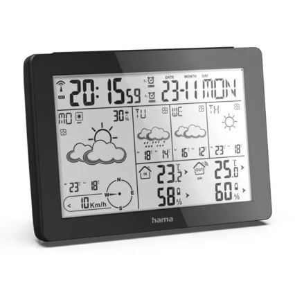 Hama – Wetterstation mit LCD-Display und Wecker 2xAA schwarz