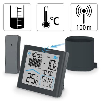 Hama - Wetterstation mit Niederschlagsmesser und LCD-Anzeige 2xAAA anthrazit