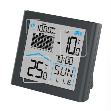 Hama - Wetterstation mit Niederschlagsmesser und LCD-Anzeige 2xAAA anthrazit