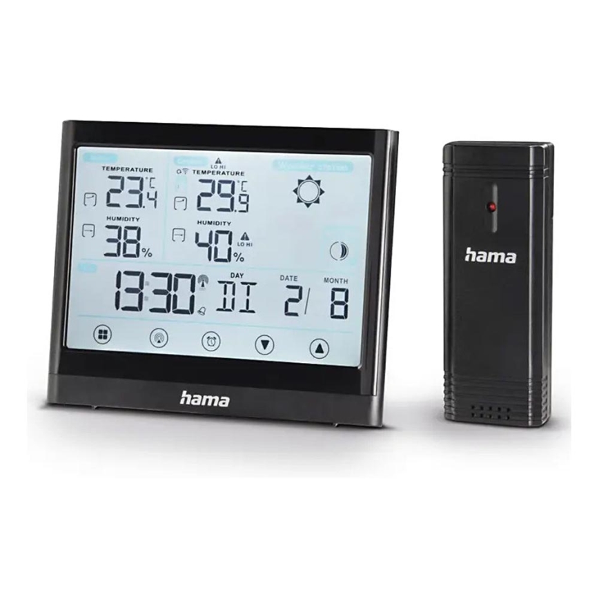 Hama - Wetterstation mit Touch LCD Anzeige und Wecker 3xAAA schwarz