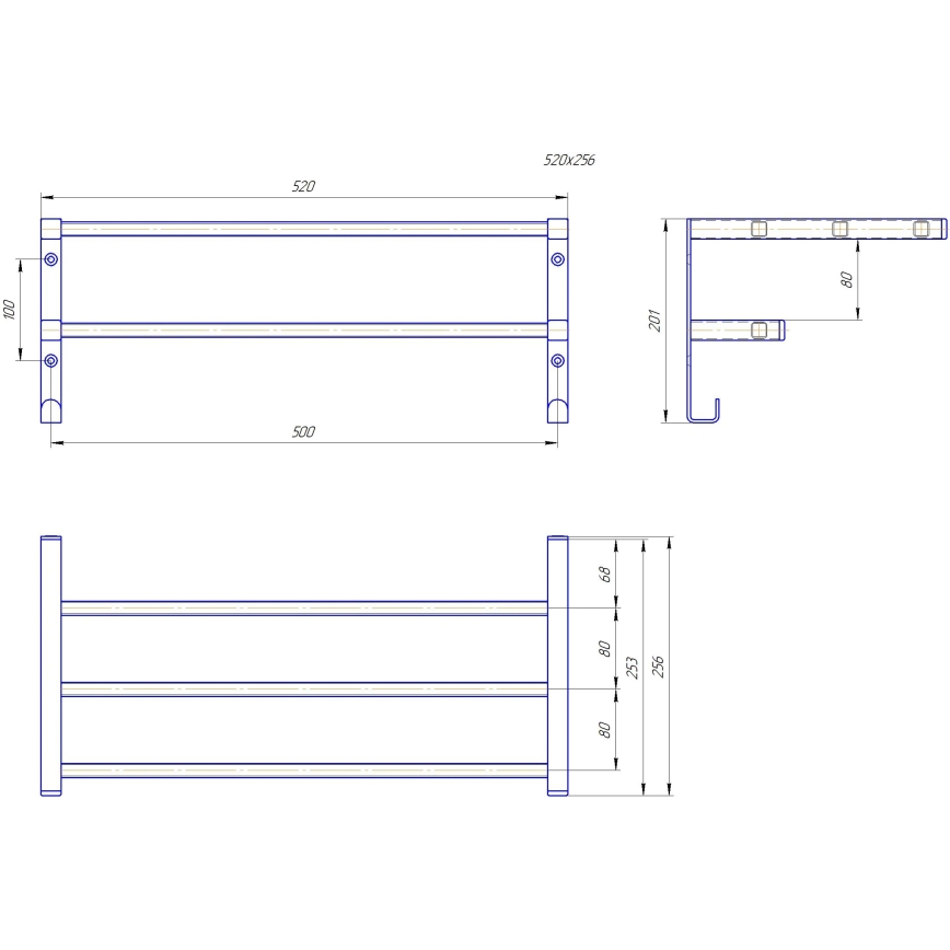 Handtuchhalter für Badheizkörper HF SHEFFIELD 52x25,6 cm schwarz