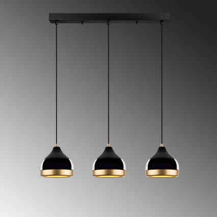 Hängelampe YILDO 3xE27/40W/230V Schwarz/Gold