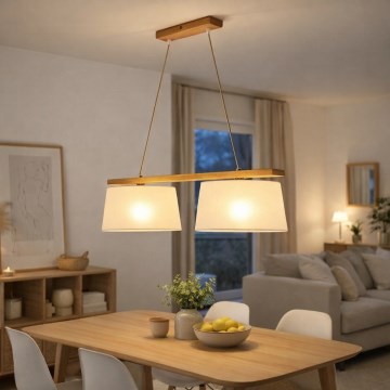Hängeleuchte AIDA mit Kabelaufhängung 2xE27/60W/230V Ø 35 cm Eiche
