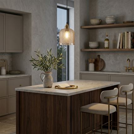Hängeleuchte am Kabel ROCCO 1xE27/15W/230V gold/rauchbeige
