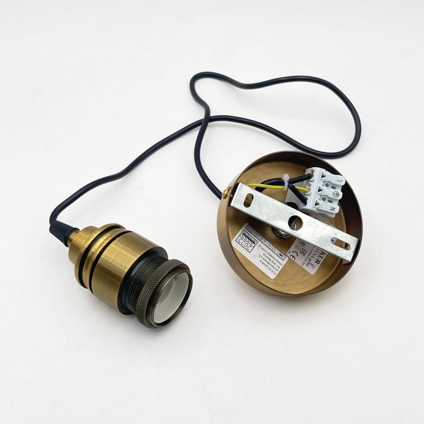 Hängeleuchte am Kabel ROCCO 1xE27/15W/230V gold/rauchbeige